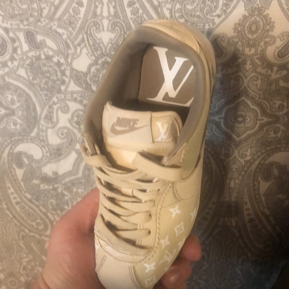 Nike Cortez beige white custom Louis v